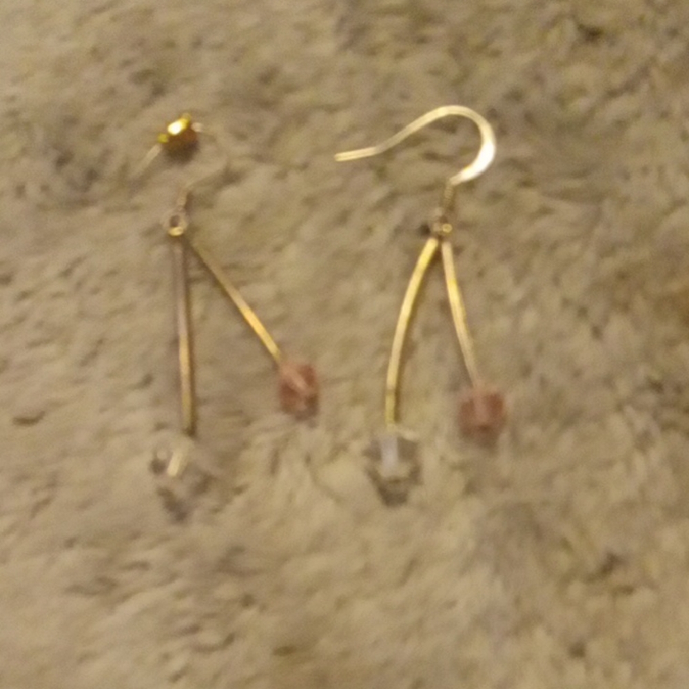 Elegant Gold and Pink Dangle Earrings